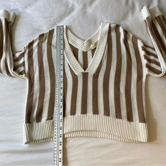 Magnolia South Double V-neck Crop Sweater baggy slouchy size medium Stripes - Picture 5 of 7